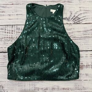 H&M Emerald Sequin Crop Top size small